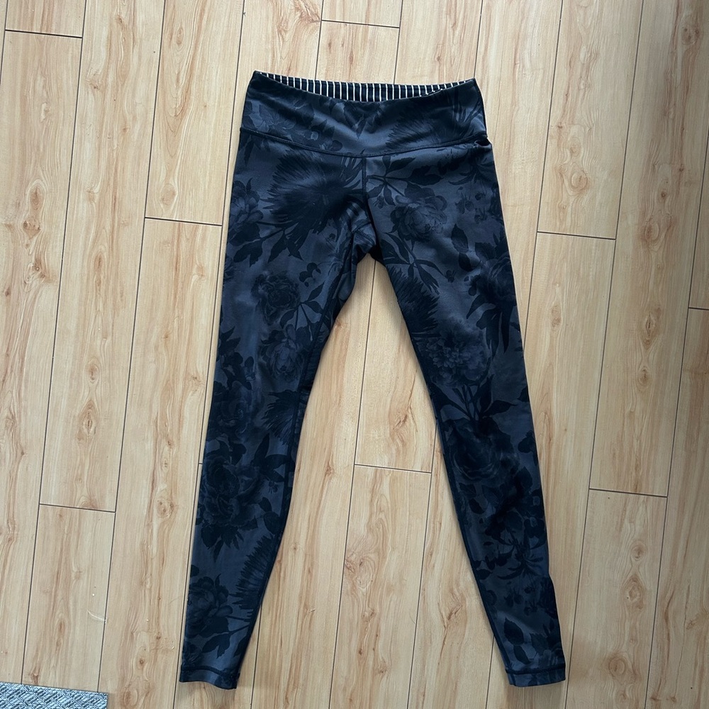 lululemon athletica Black Floral Print Leggings